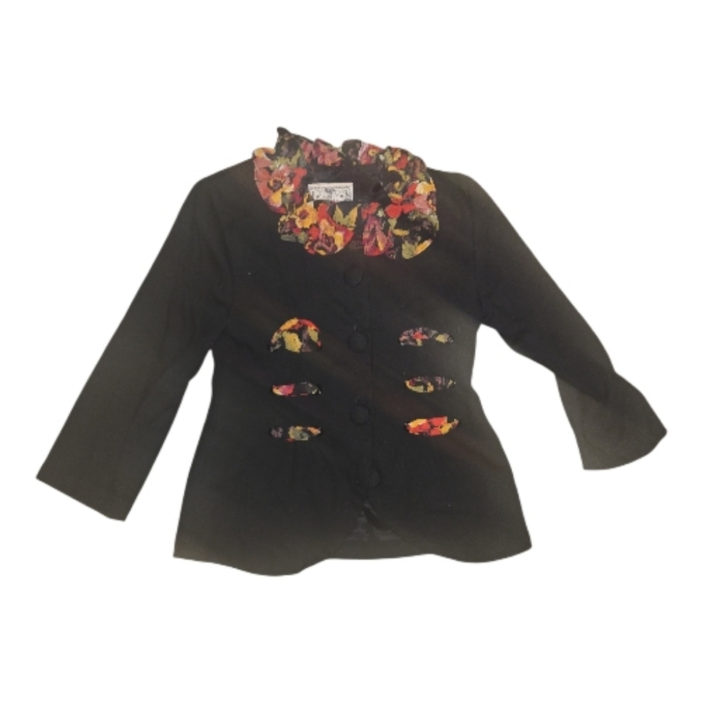 Kids Monkey Wear Black Button Up Jacket Size 4